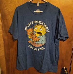 The Simpsons Ralph Wiggum "My Cats Breathe Smells Like Cat Food" T Shirt Size XL